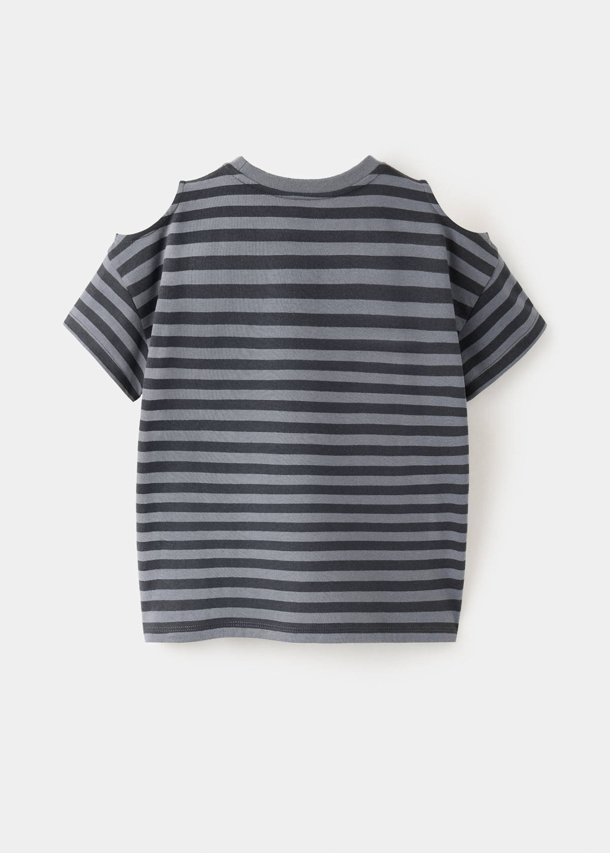Striped T-shirt with cut-out detail — Charcoal