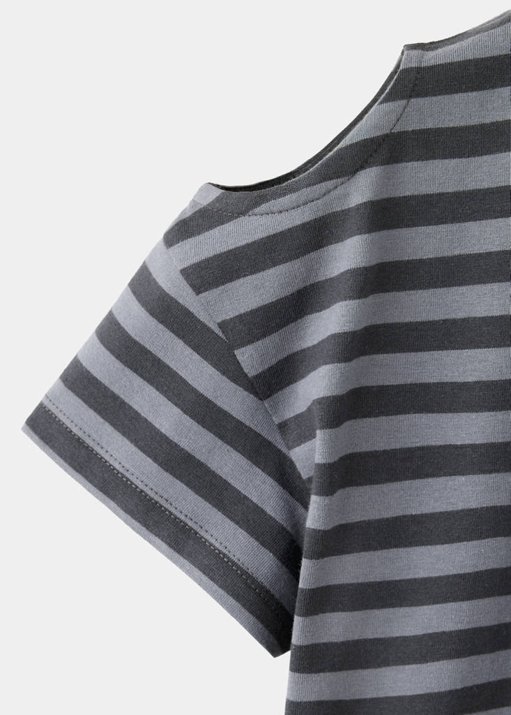 Striped T-shirt with cut-out detail — Charcoal