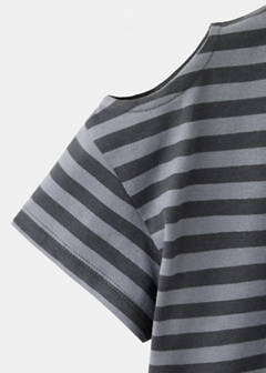 Striped T-shirt with cut-out detail — Charcoal 3