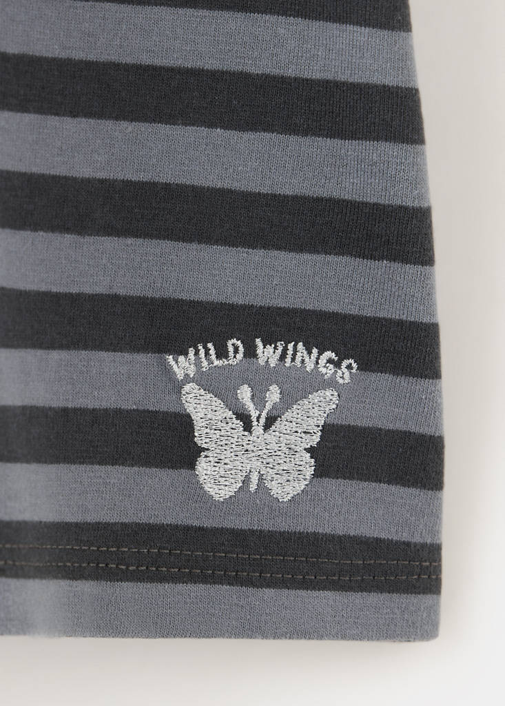 Striped T-shirt with cut-out detail — Charcoal