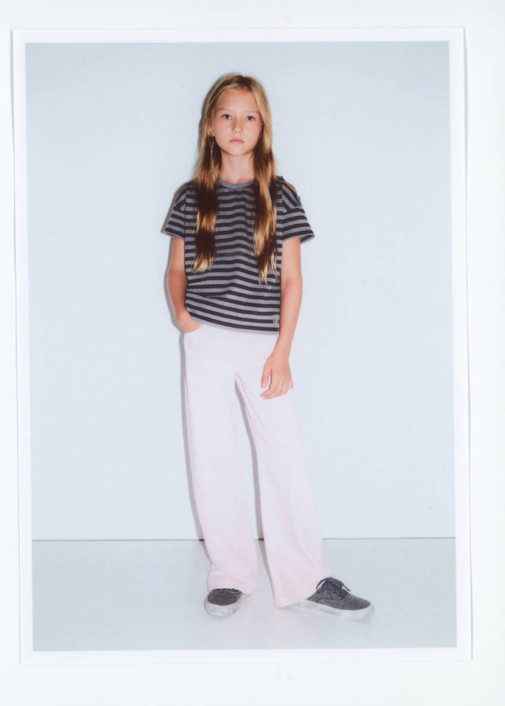 Striped T-shirt with cut-out detail — Charcoal