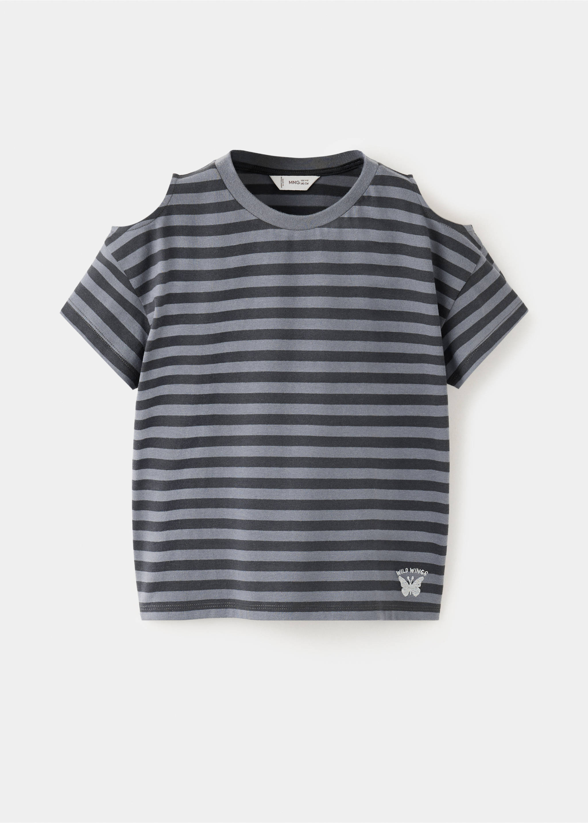 T-shirt 100 % coton rayures - Article sans modèle, Gris anthracite. Ref: 37013877-00.