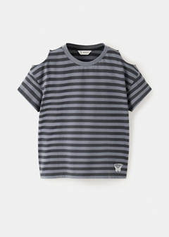 Striped T-shirt with cut-out detail — Charcoal 2