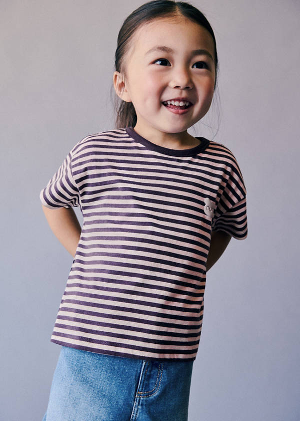 Striped cotton T-shirt — Pink