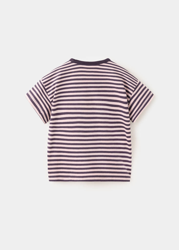 Striped cotton T-shirt — Pink