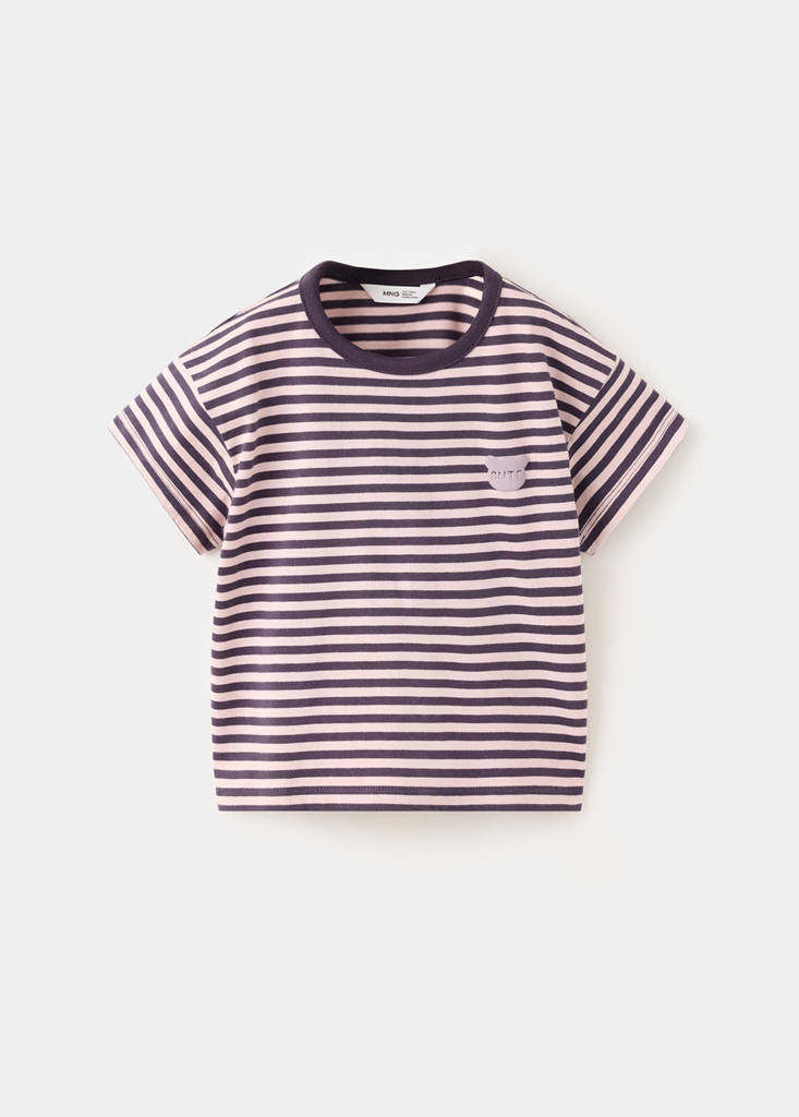 Striped cotton T-shirt — Pink