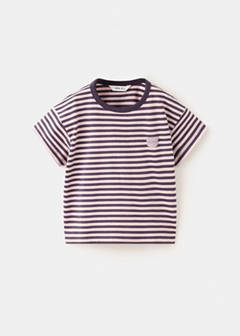 Striped cotton T-shirt — Pink 3