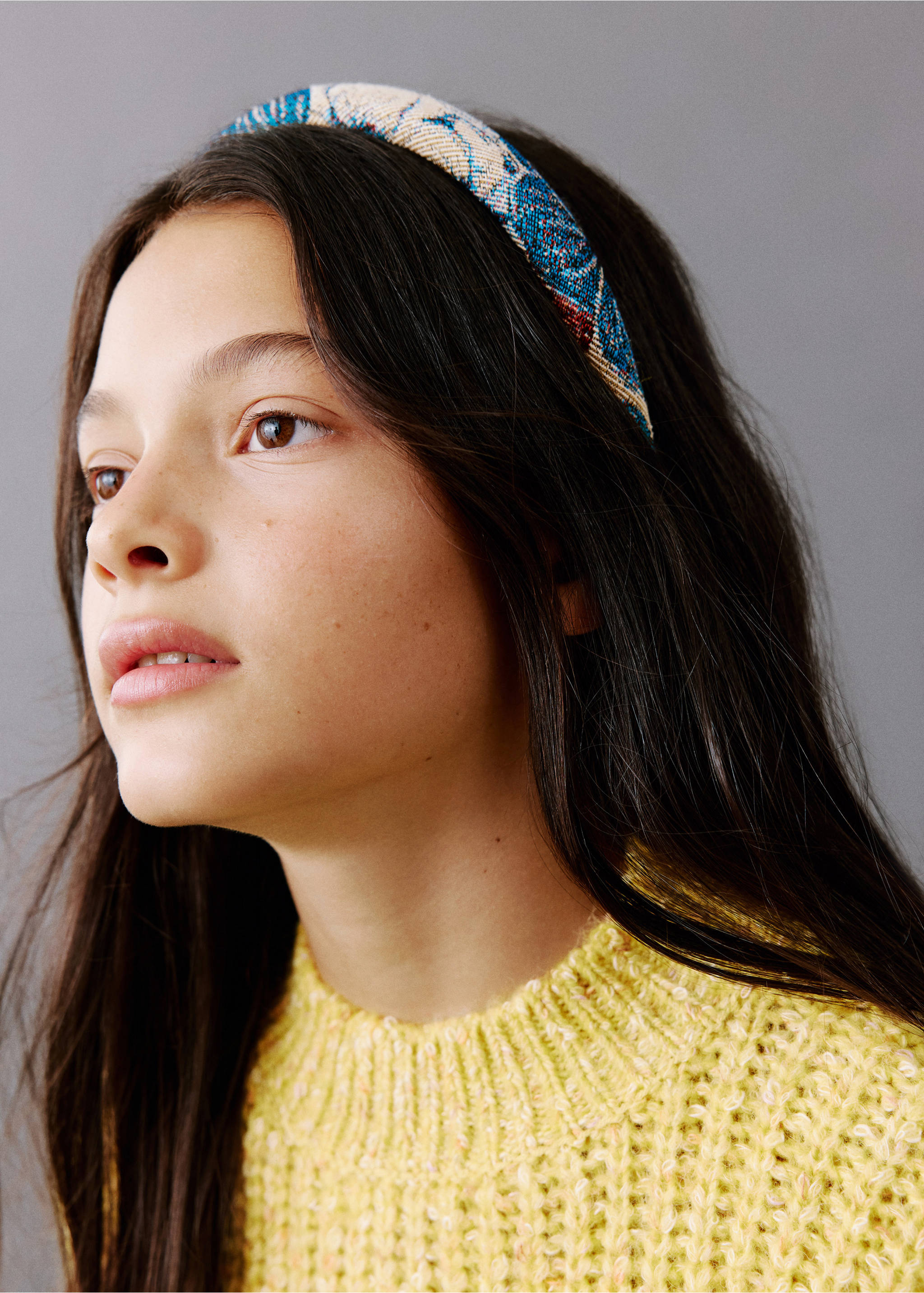 Printed flowers headband - General plane, Blue. Ref: 37013895-00.
