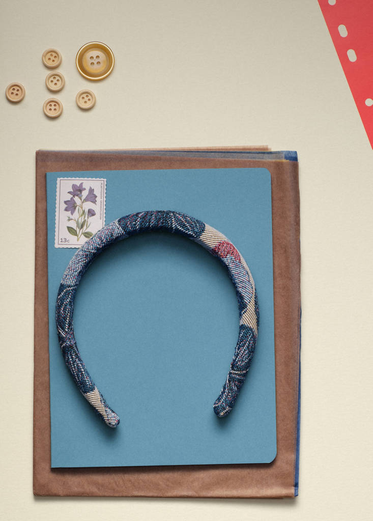 Printed flowers headband — Blue
