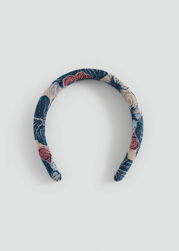 Printed flowers headband — Blue