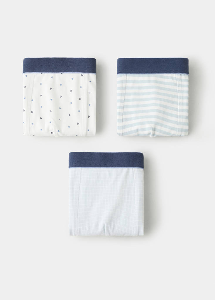 Pack of 3 cotton combination briefs — Sky Blue