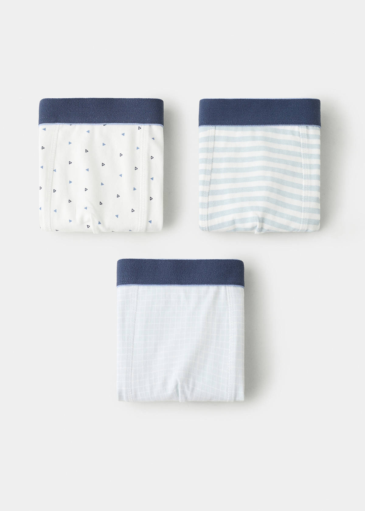 Pack of 3 cotton combination briefs — Sky Blue