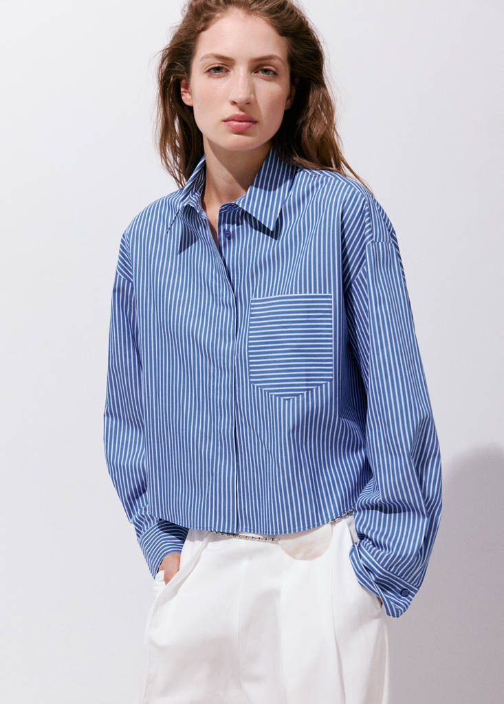 Pocket striped shirt — Blue