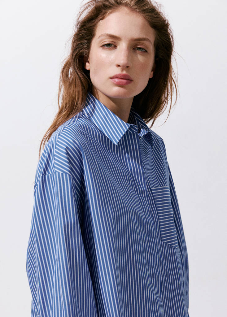 Pocket striped shirt — Blue