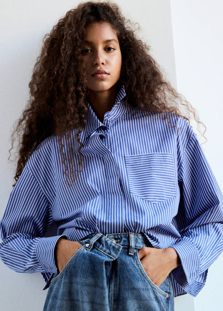 Pocket striped shirt — Blue