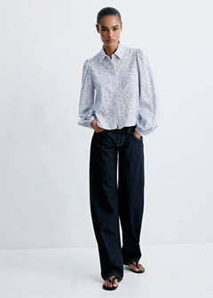 Striped shirt with embroidered details — Sky Blue 2