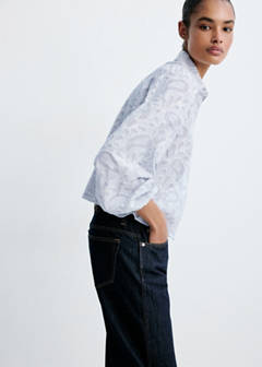 Striped shirt with embroidered details — Sky Blue 1