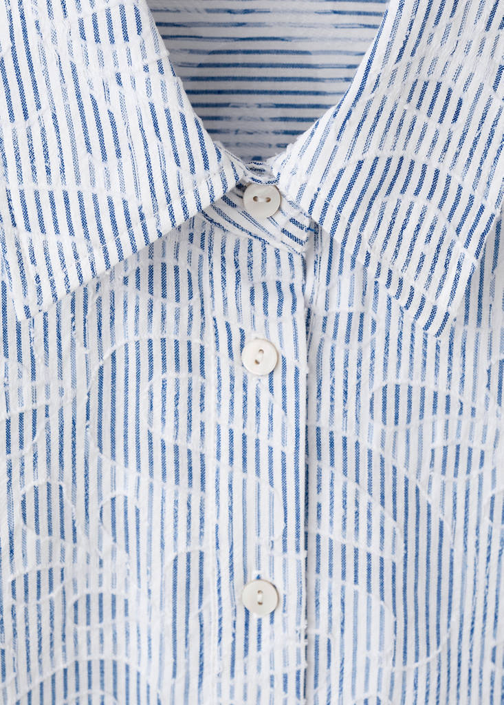 Striped shirt with embroidered details — Sky Blue