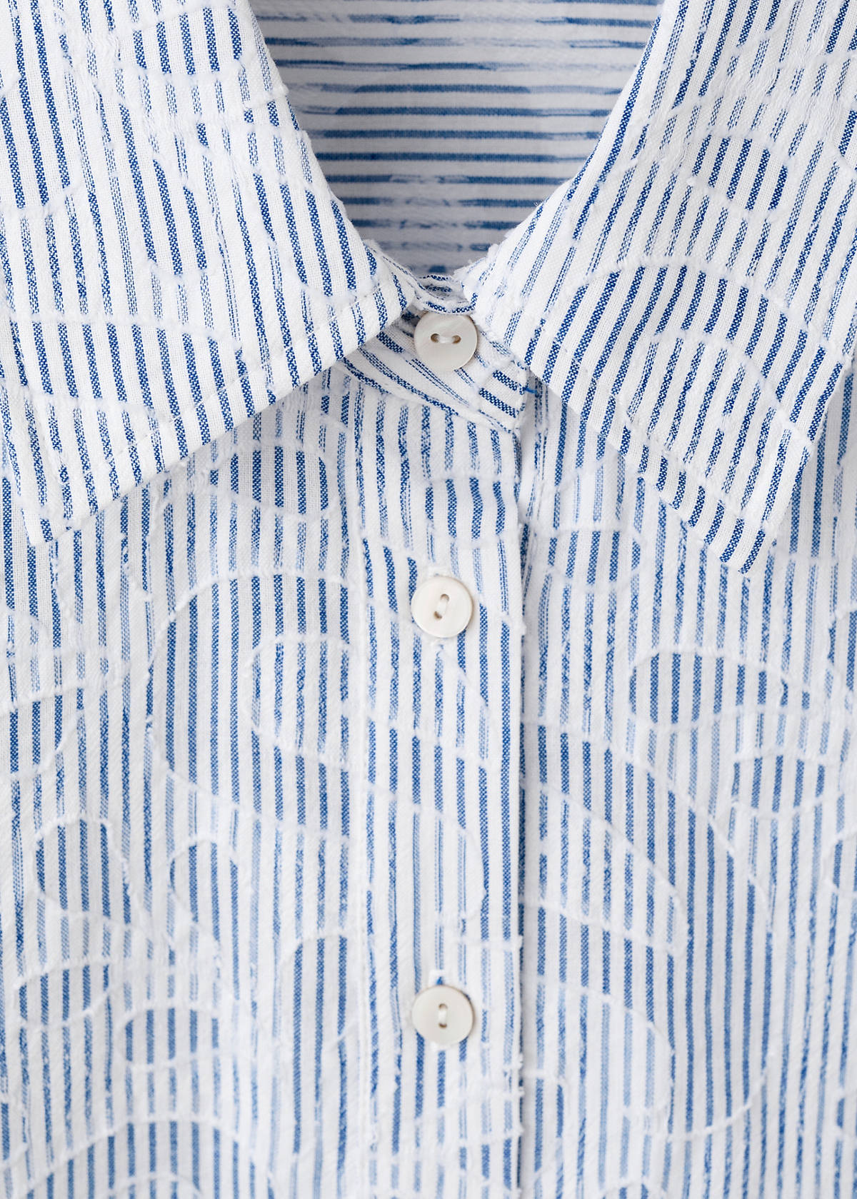Striped shirt with embroidered details — Sky Blue