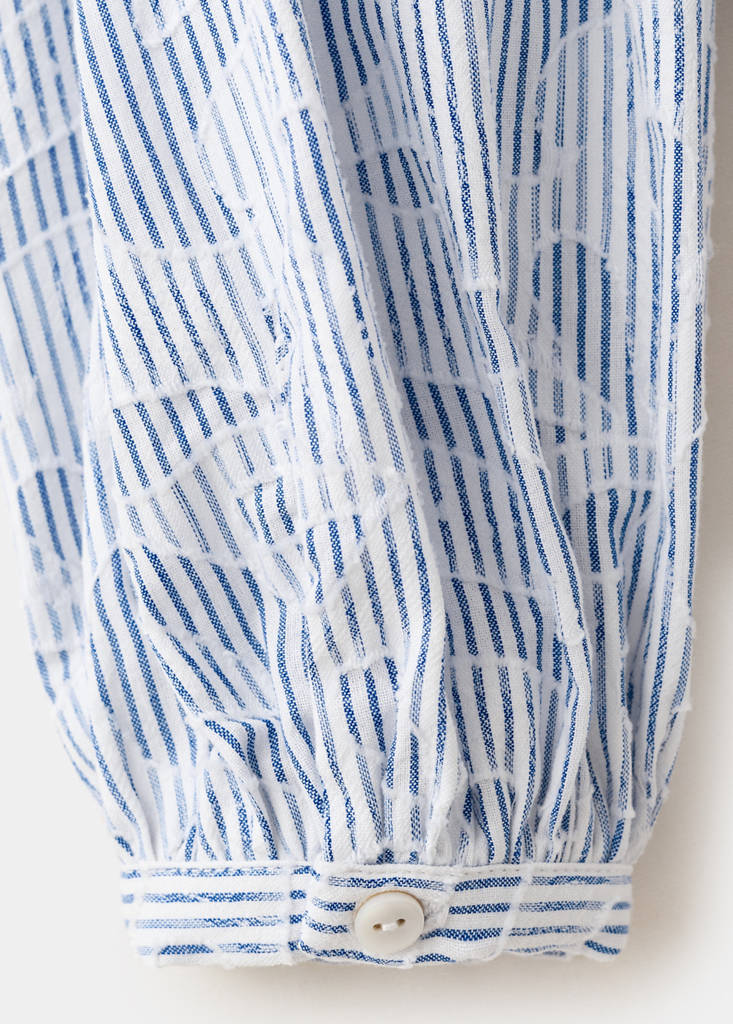 Striped shirt with embroidered details — Sky Blue