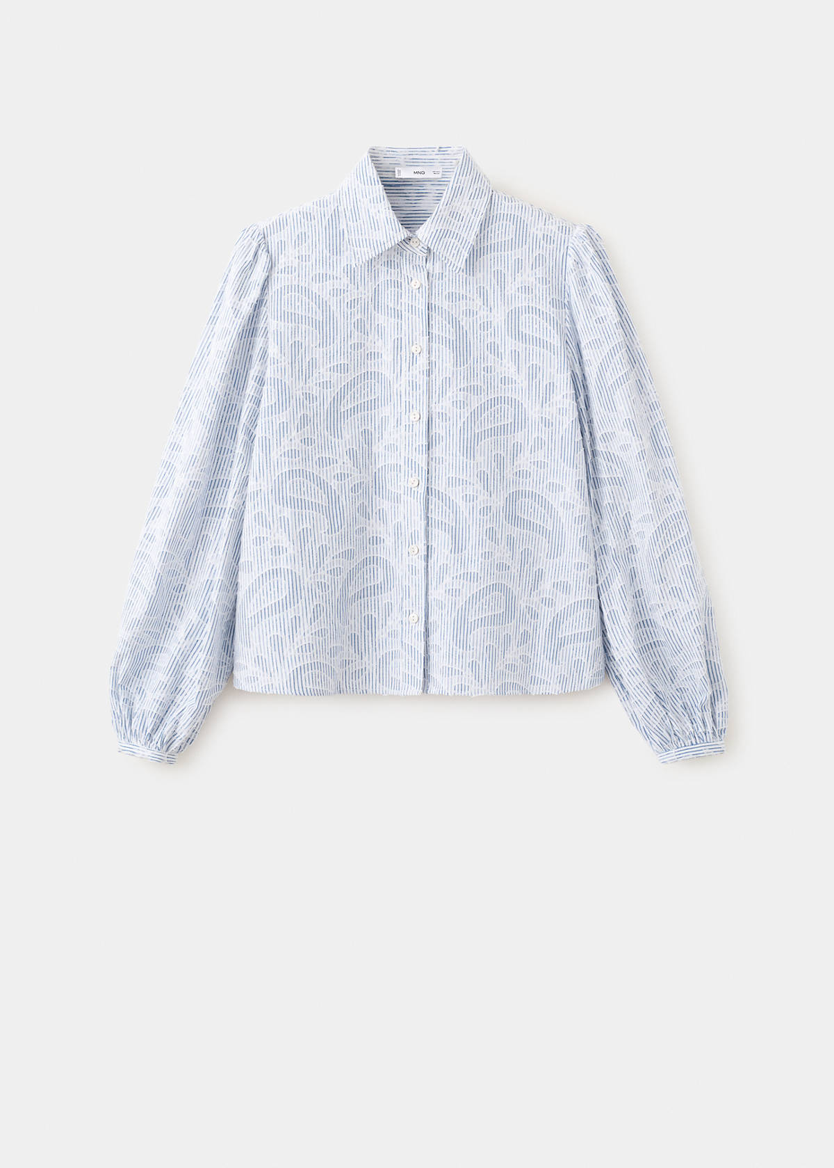 Striped shirt with embroidered details — Sky Blue