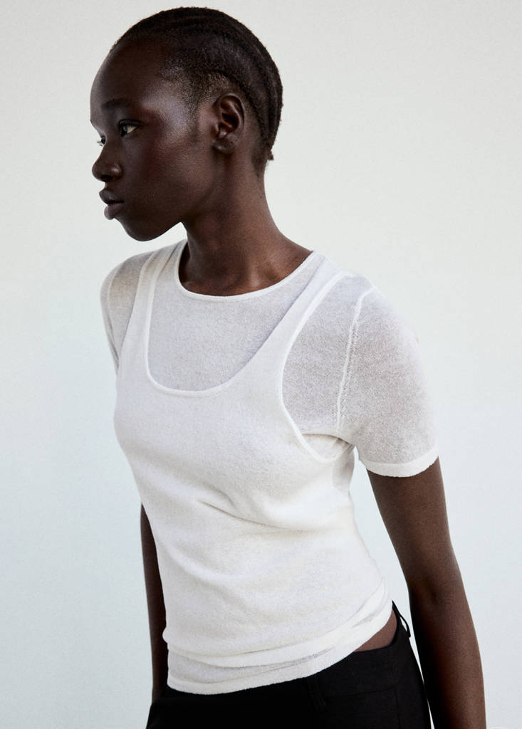 Layered knit sweater — White
