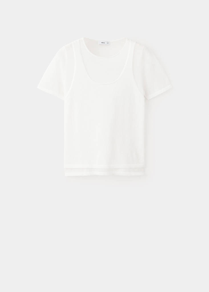 Layered knit sweater — White