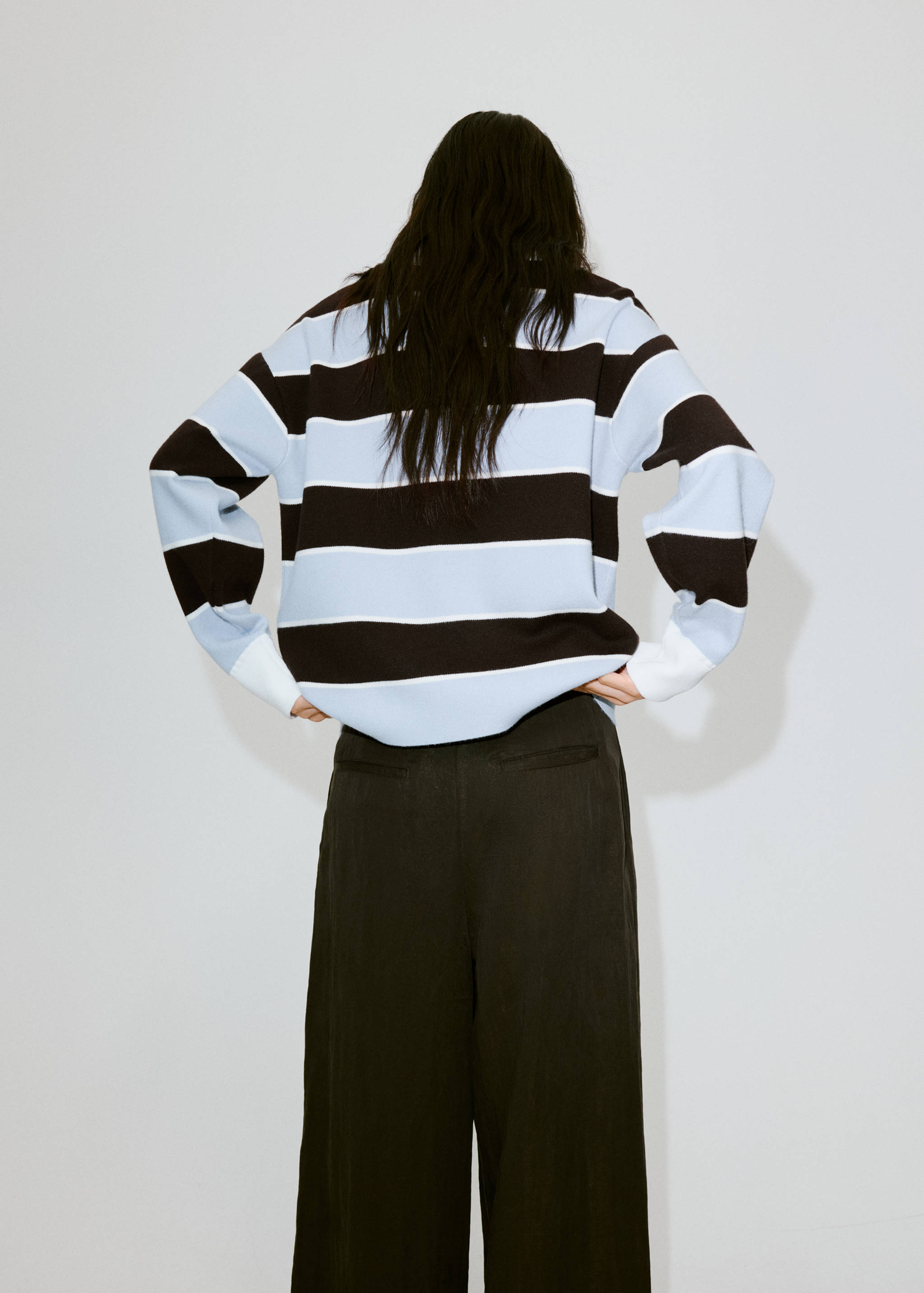 Striped polo neck sweater - Reverse of the article