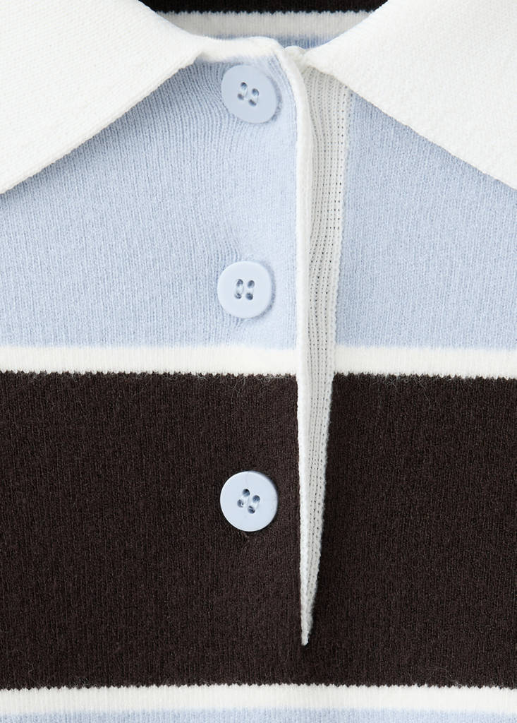Striped polo neck sweater — Sky Blue