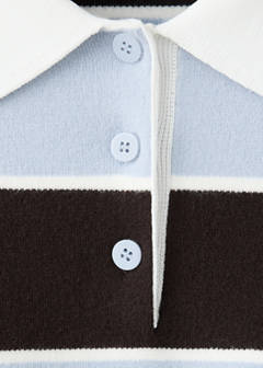 Striped polo neck sweater — Sky Blue 7