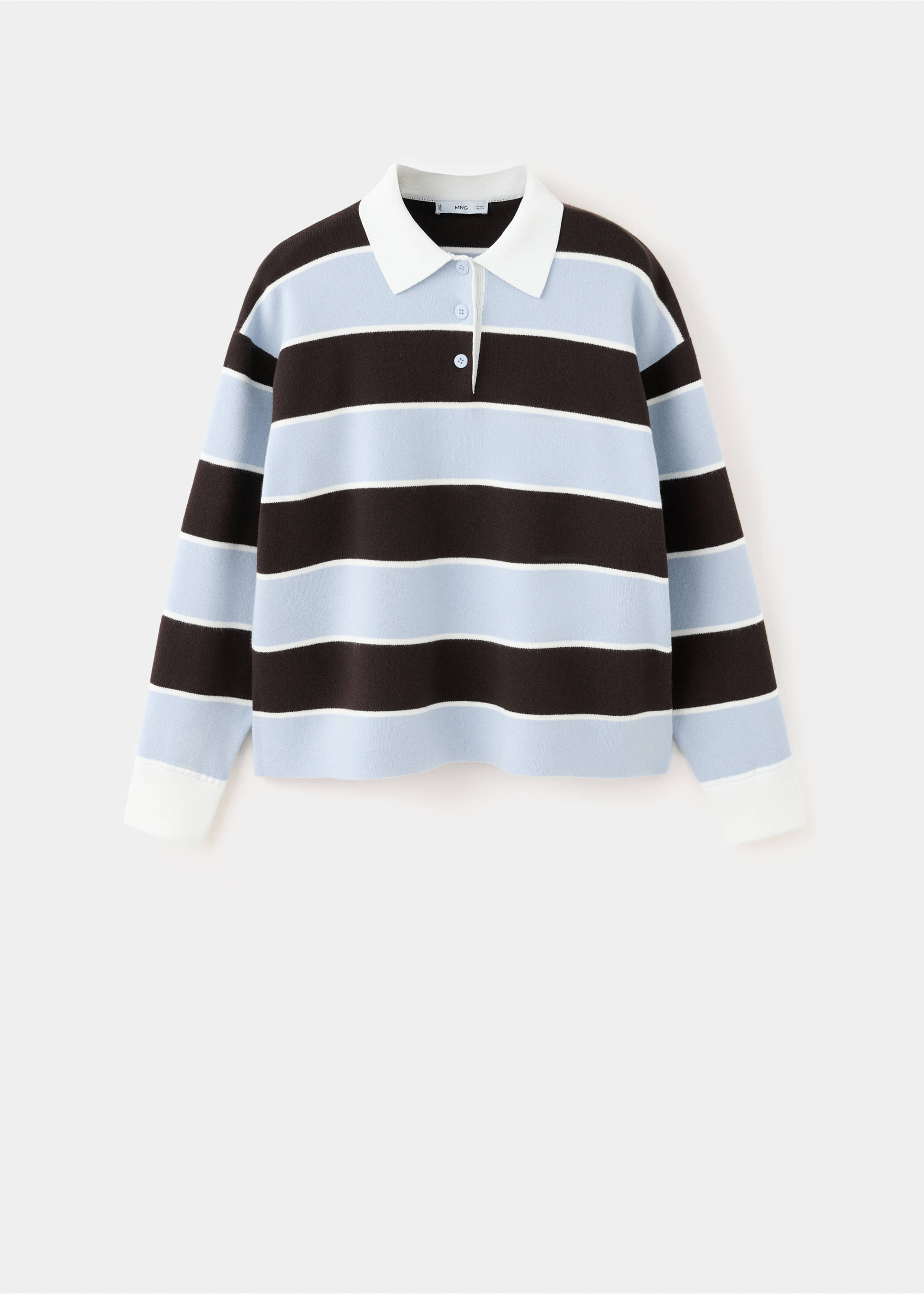 Striped polo neck sweater - Article without model, Sky Blue. Ref: 37014079-00.