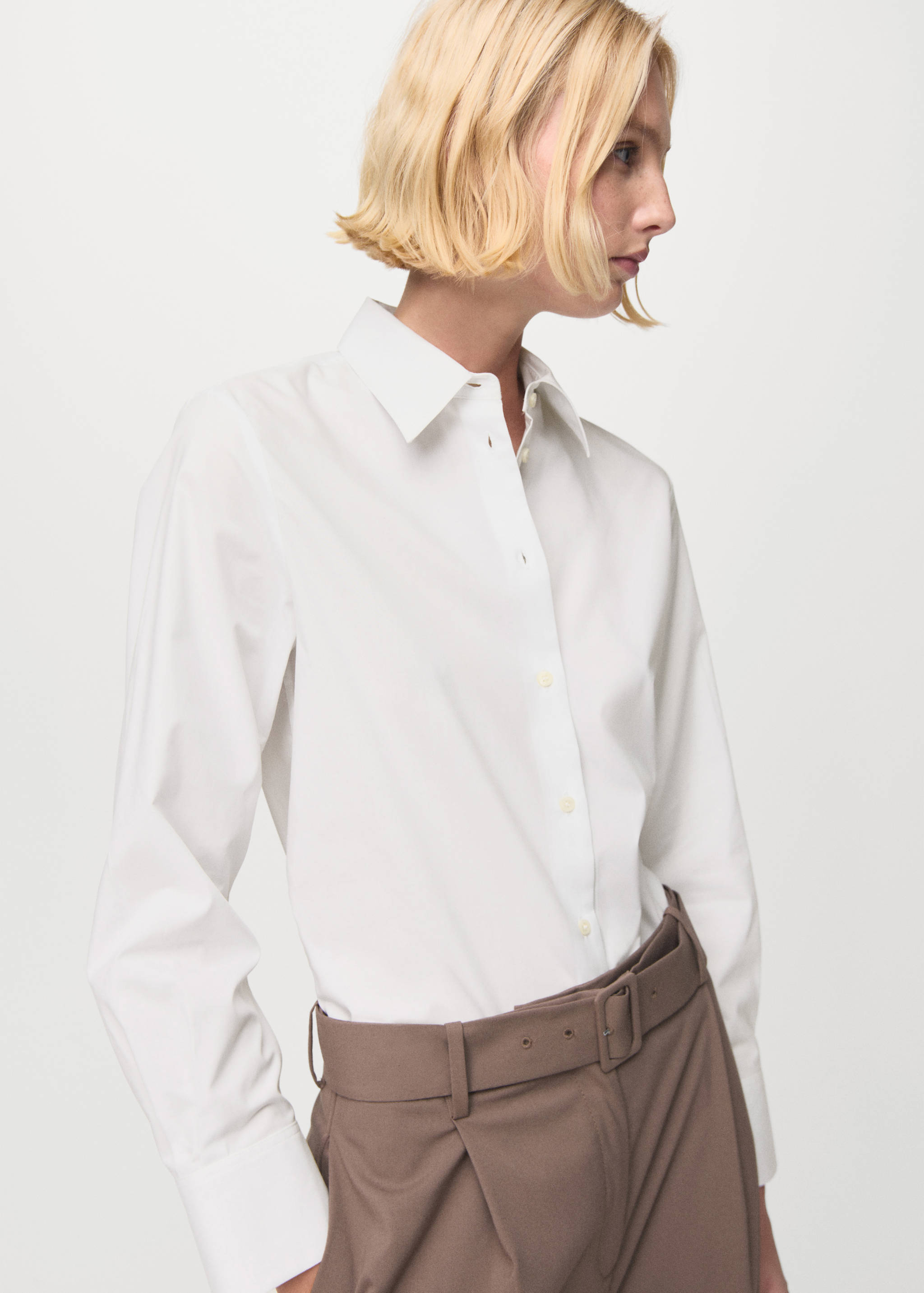 Camisa recta mezcla algodón y lyocell - Plano medio