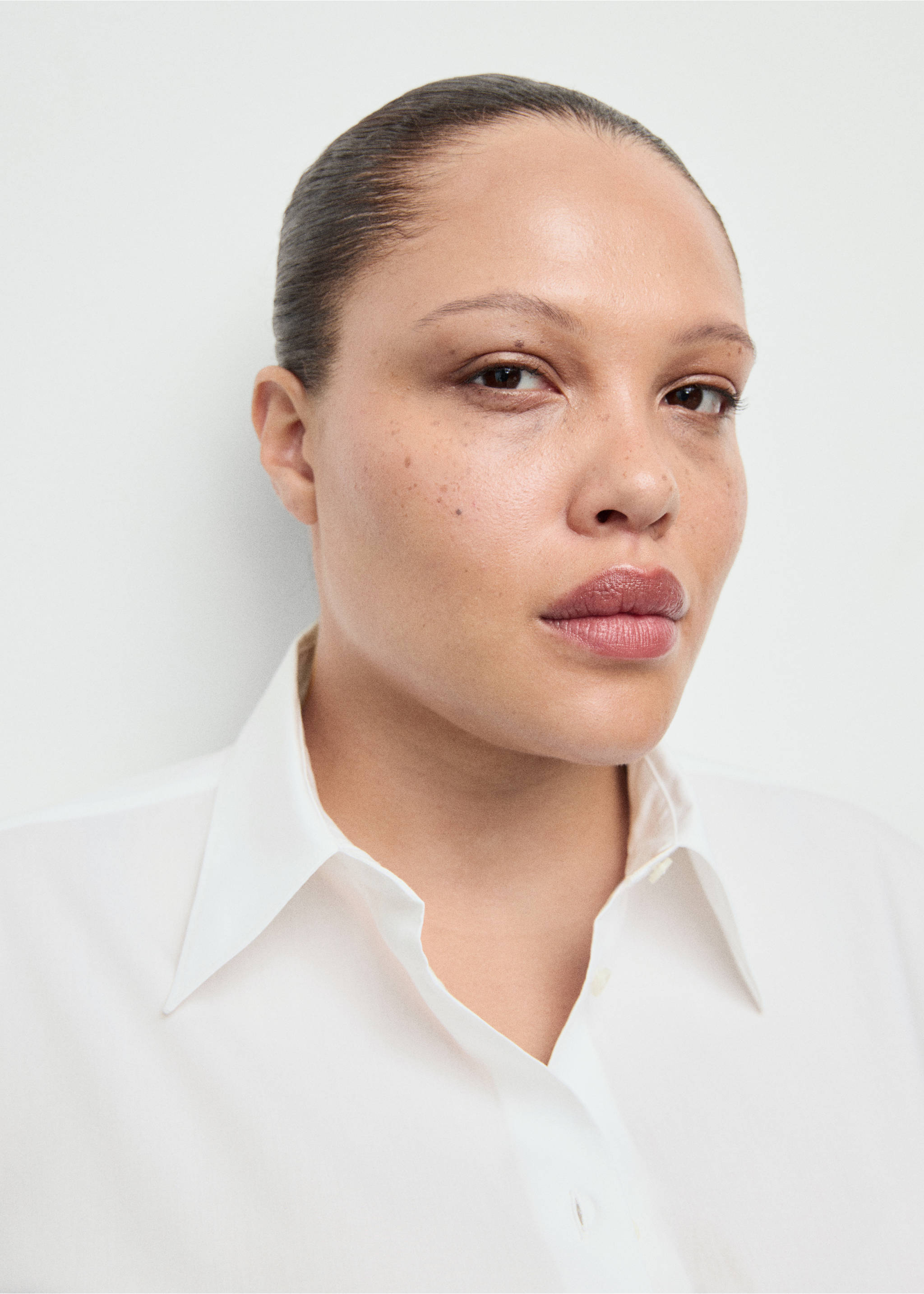 Cotton and lyocell blend straight shirt - Details of the article 4, Off White. Ref: 37014080-00.