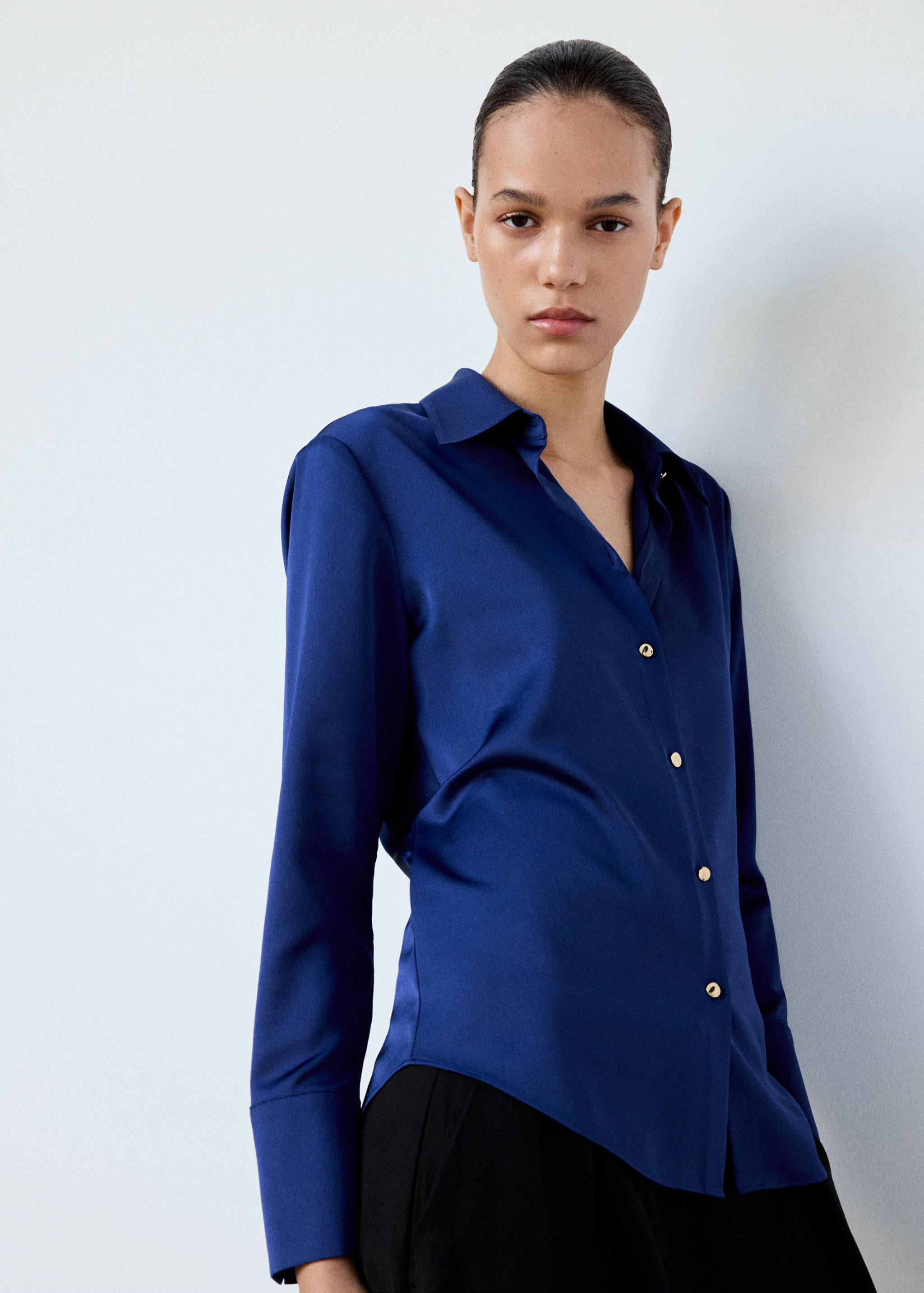 Regular-fit satin shirt - Medium plane