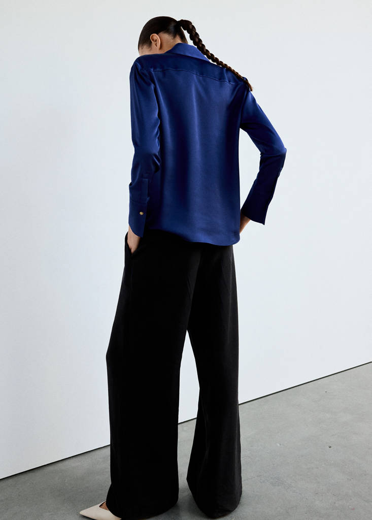 Regular-fit satin shirt — Blue