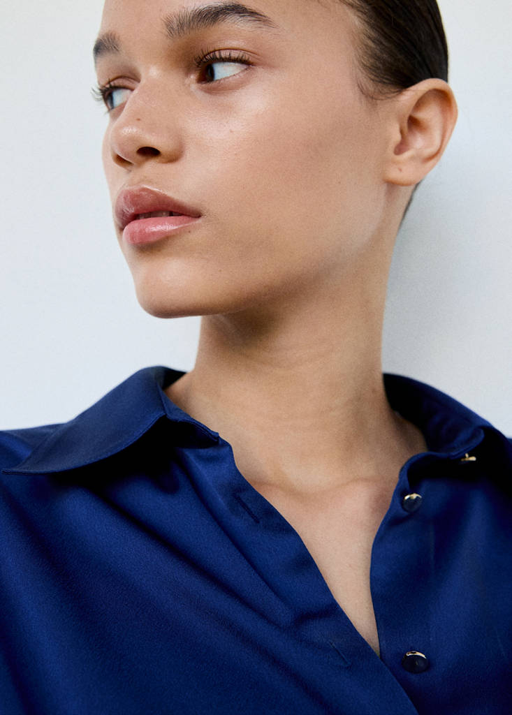 Regular-fit satin shirt — Blue