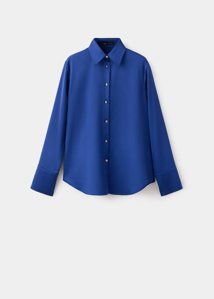 Regular-fit satin shirt — Blue