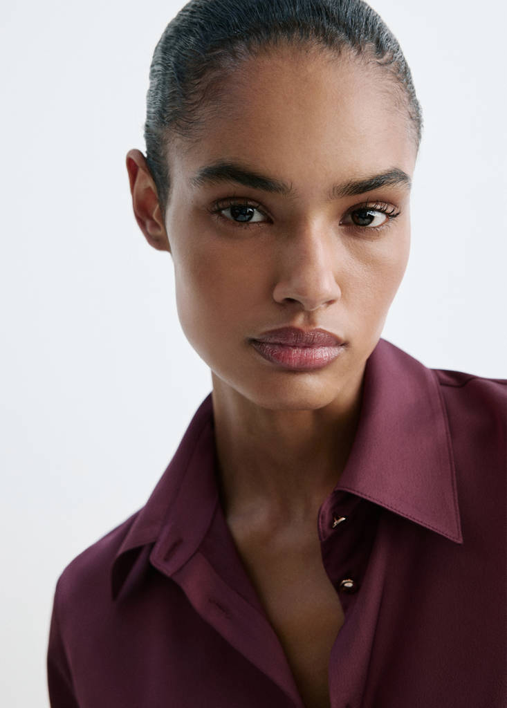 Regular-fit satin shirt — Plum