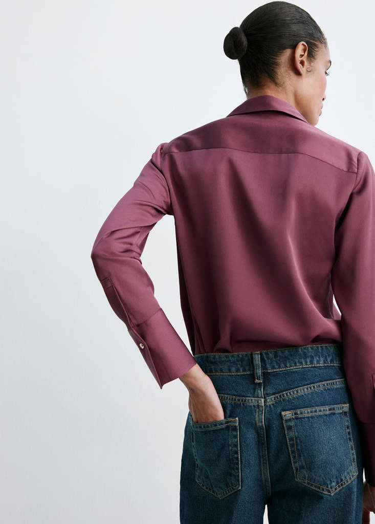 Regular-fit satin shirt — Plum