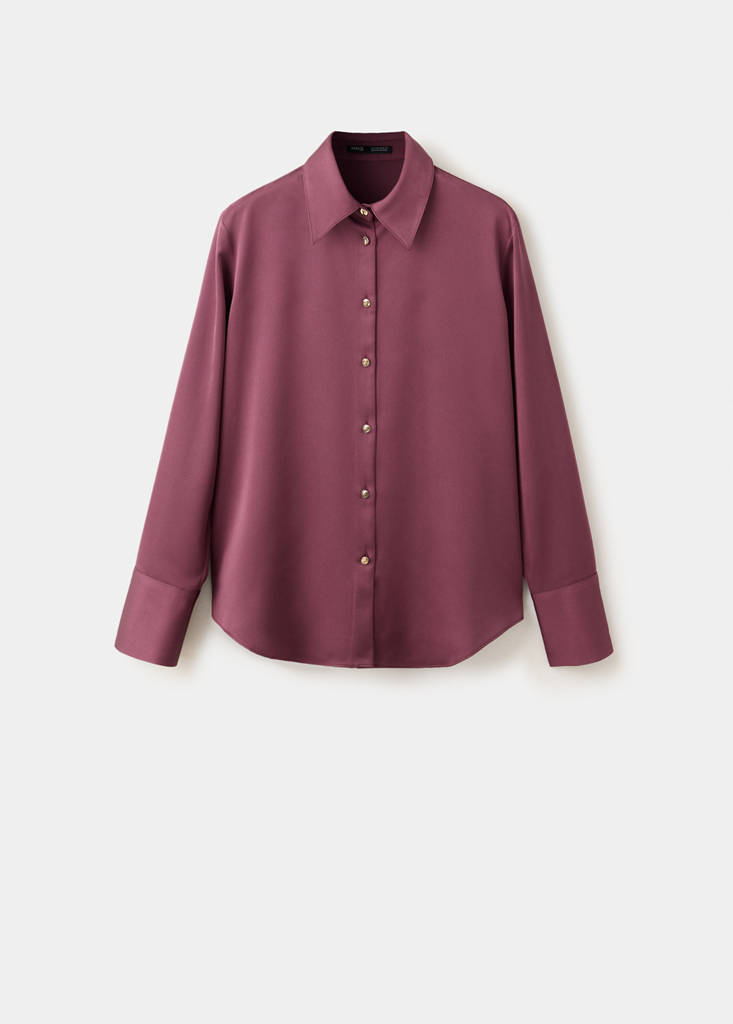 Regular-fit satin shirt — Plum