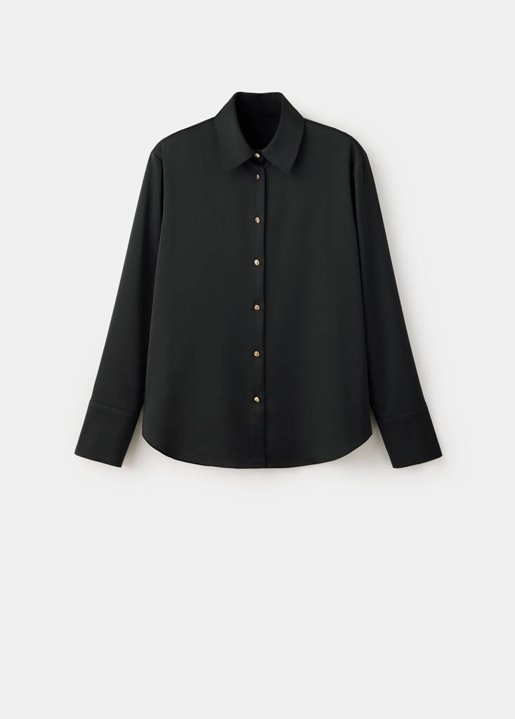 Regular-fit satin shirt — Black