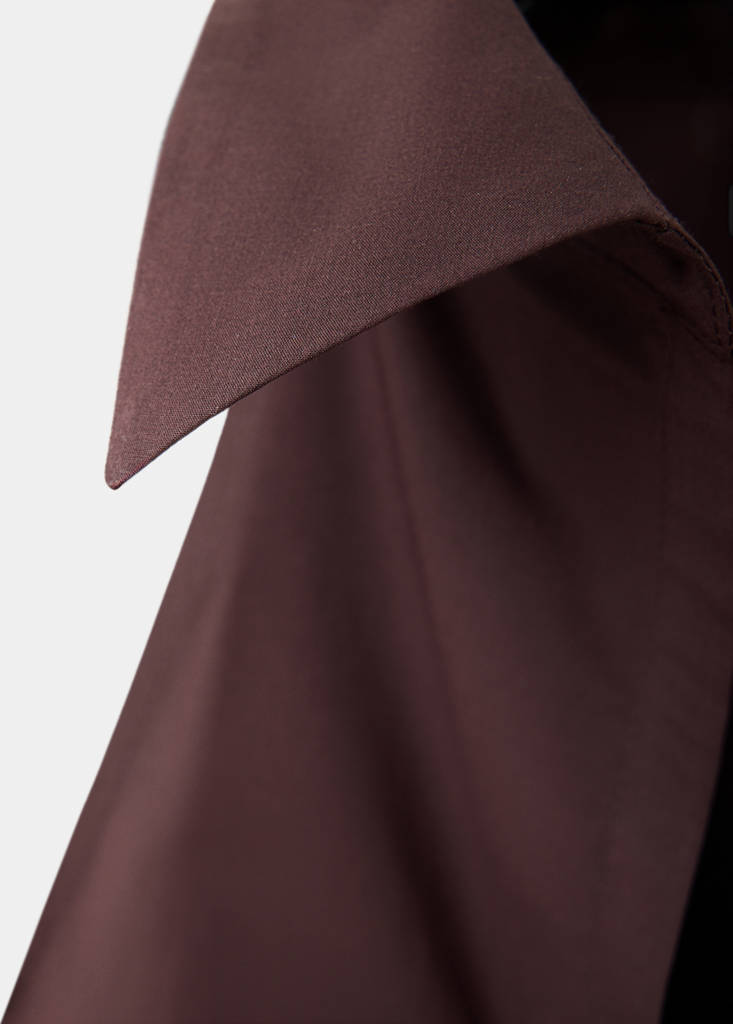 V-neck gathered blouse — Brown