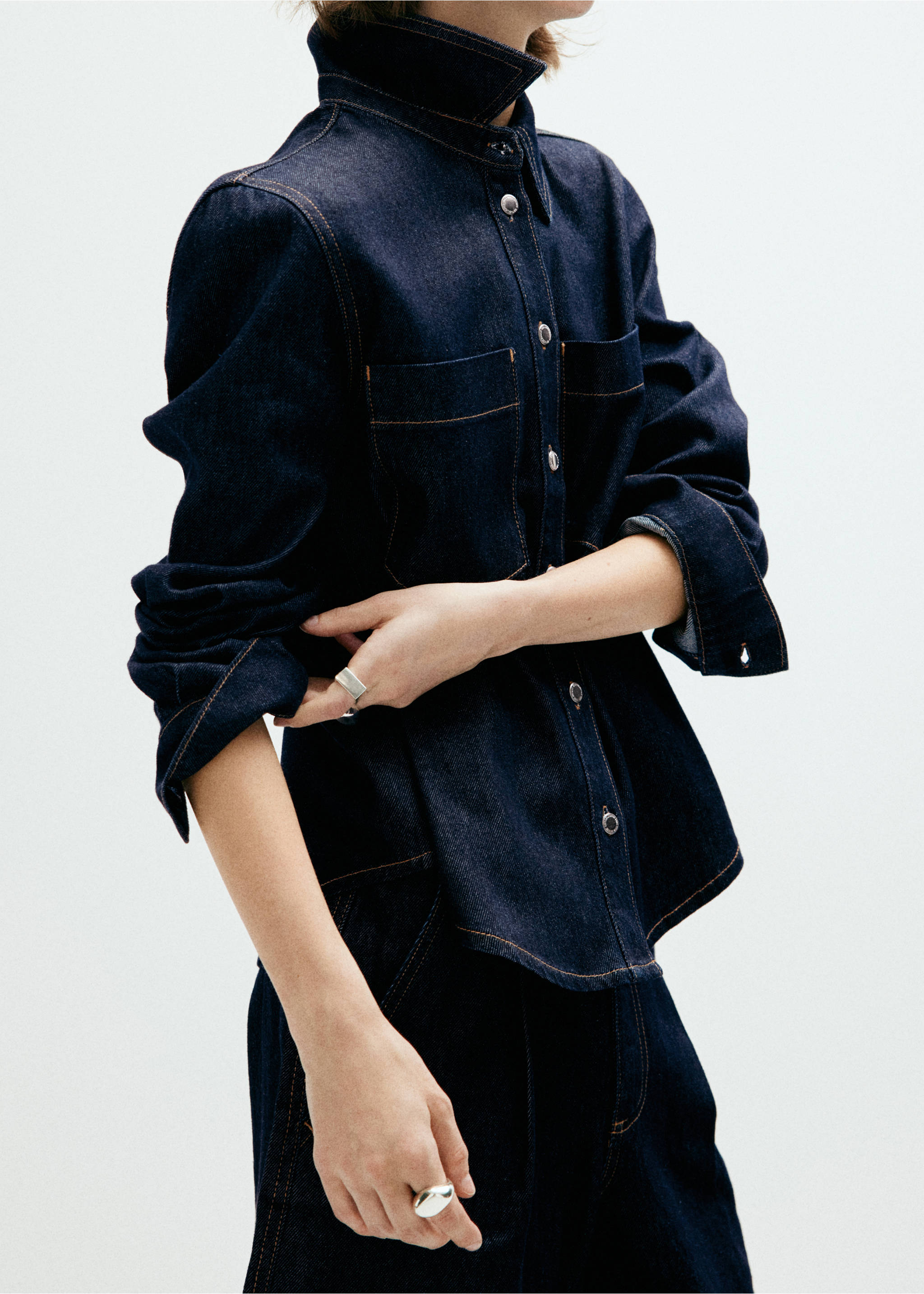 Denim shirt with pockets - Medium plane, Open Blue. Ref: 37014083-00.