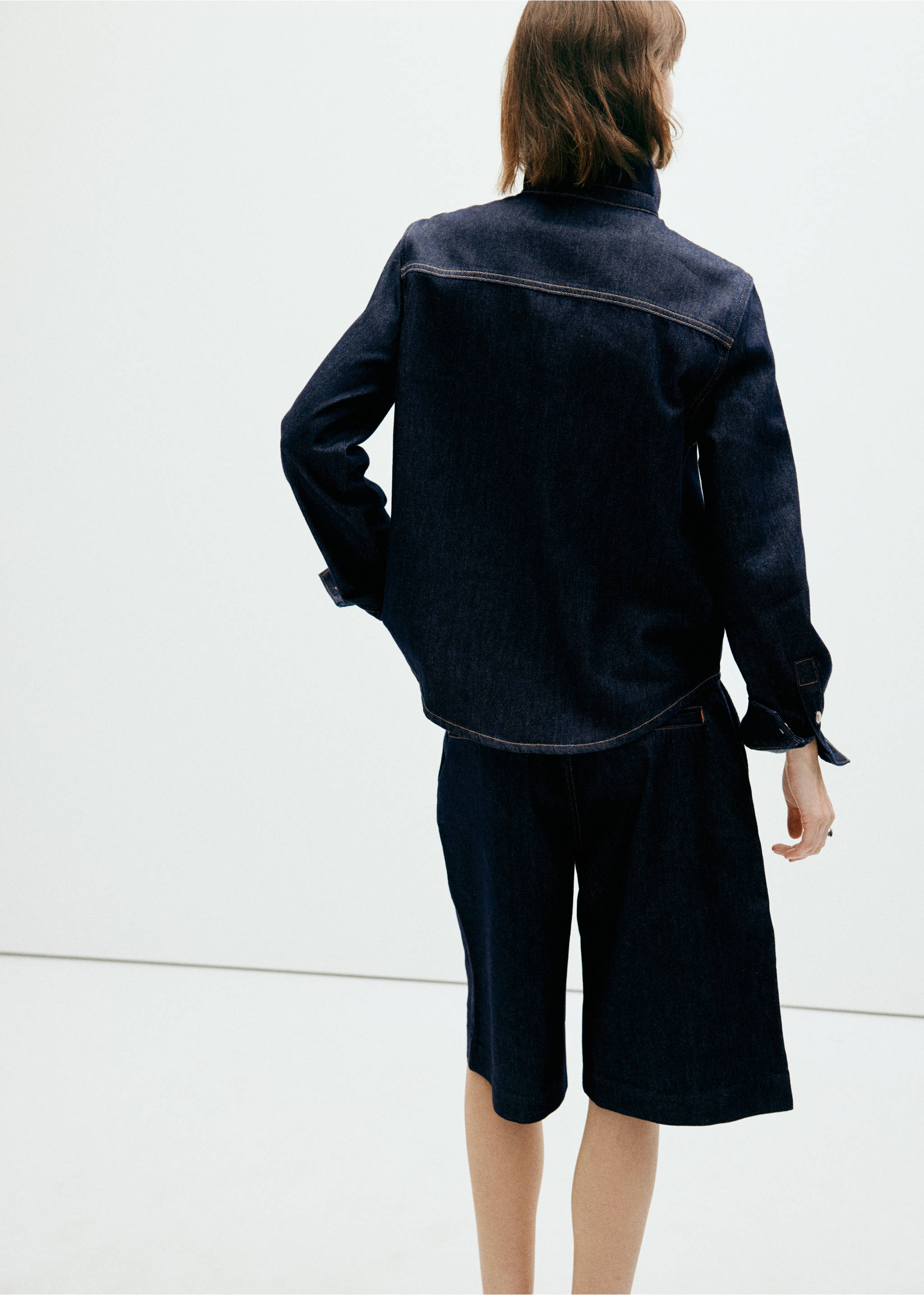 Denim shirt with pockets - Reverse of the article, Open Blue. Ref: 37014083-00.