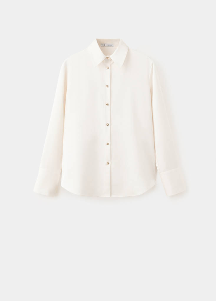 Satin finish flowy shirt — Ecru