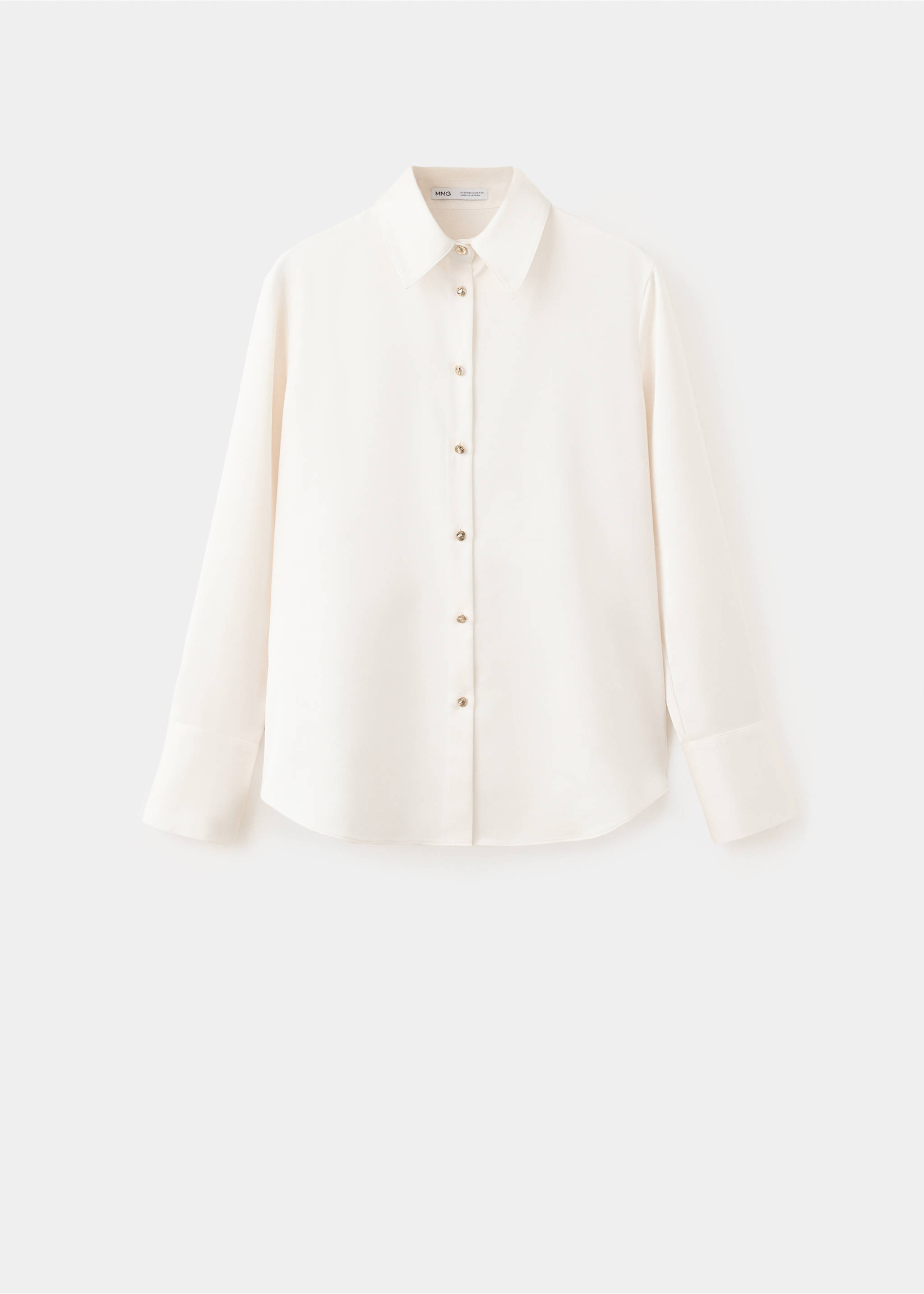Satin finish flowy shirt - Article without model, Ecru. Ref: 37014084-00.