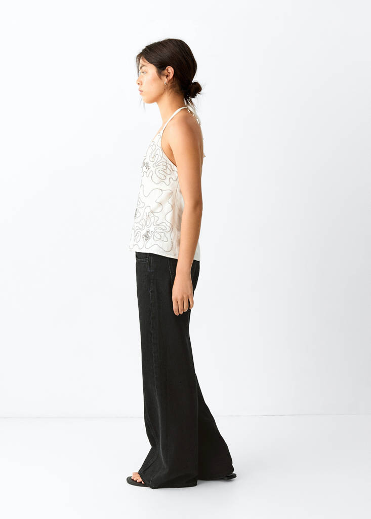 Low-waist wide-leg jeans — Black denim