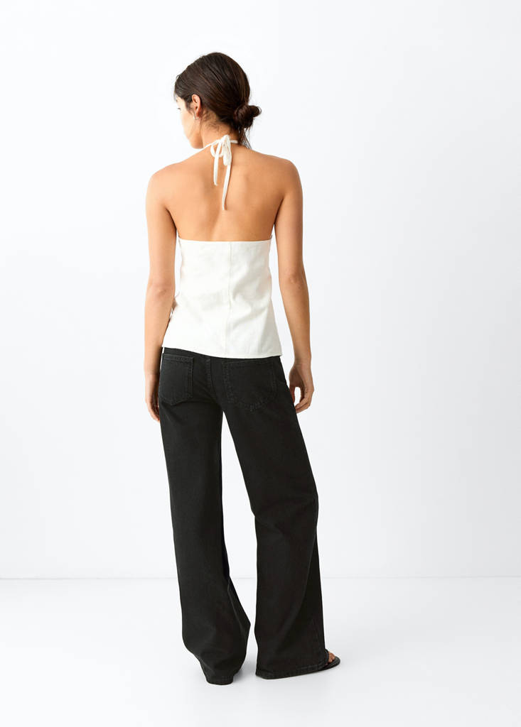Low-waist wide-leg jeans — Black denim