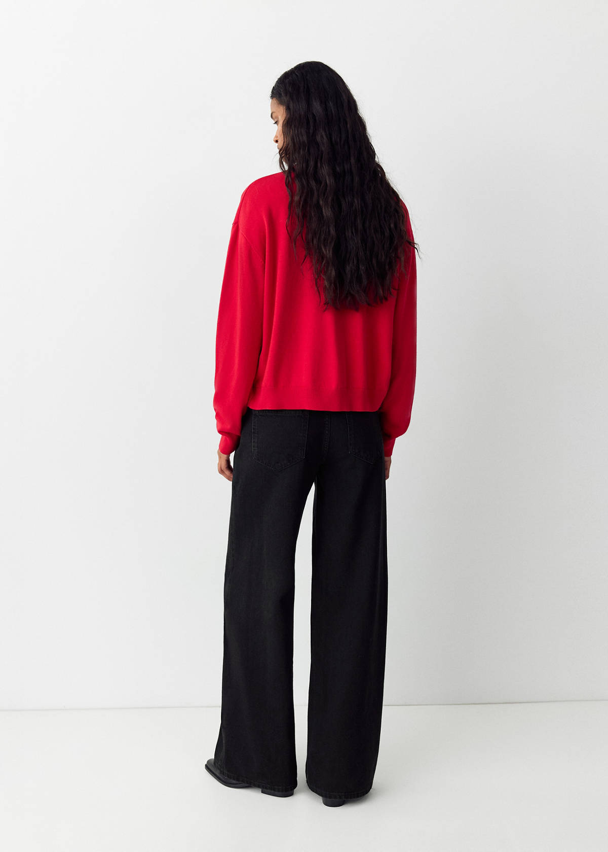Straight-leg jeans with stitching detail — Black denim
