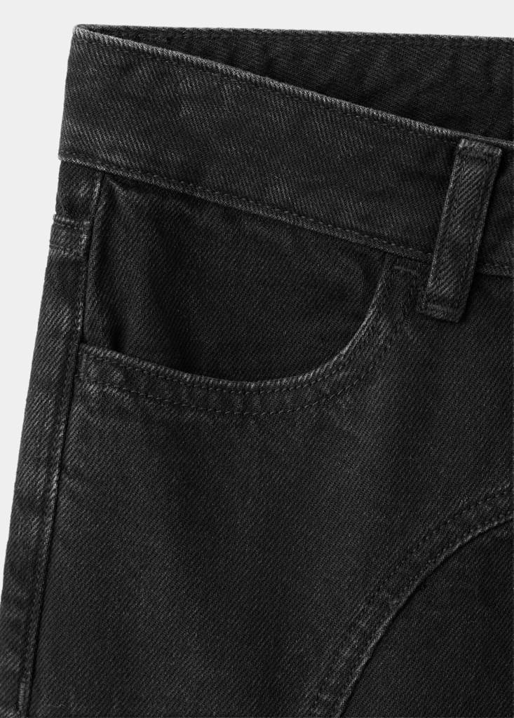 Low-waist wide-leg jeans — Black denim